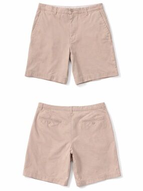 Member’s Mark Flat Front Twill Shorts Men’s 34 Tan Khaki Stretch Cotton Chino 9